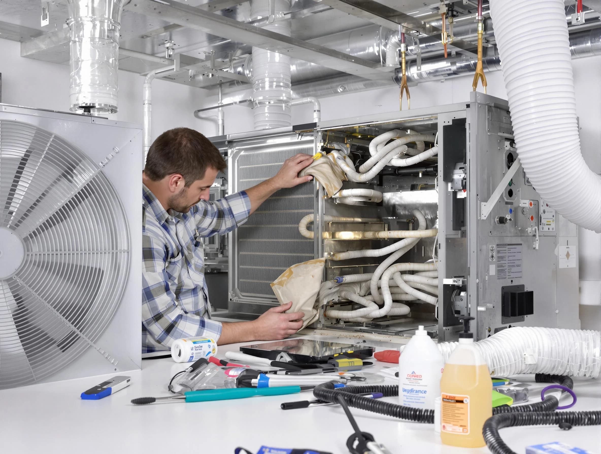 Newnan Air Duct Cleaning specialist performing precision AC coil cleaning in Newnan