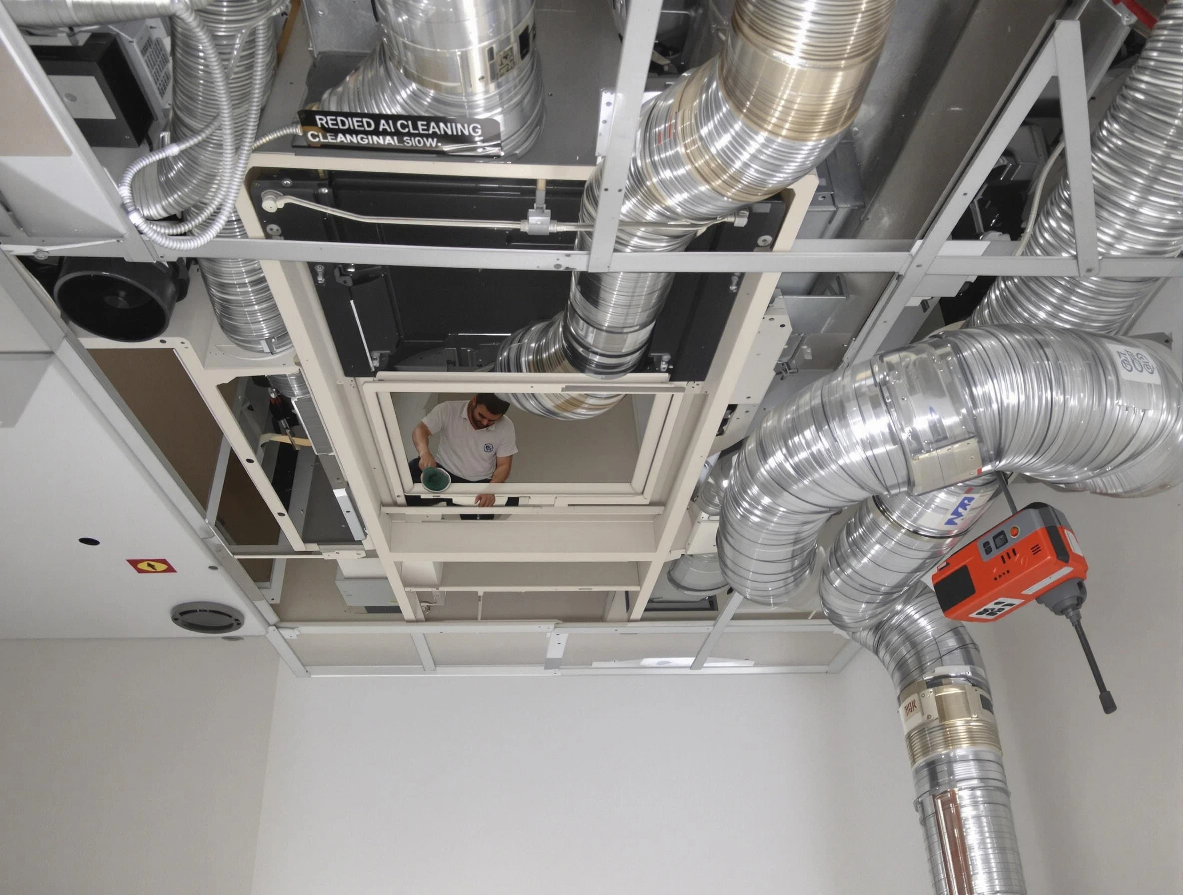 Newnan Air Duct Cleaning technician performing detailed central duct system cleaning in Newnan