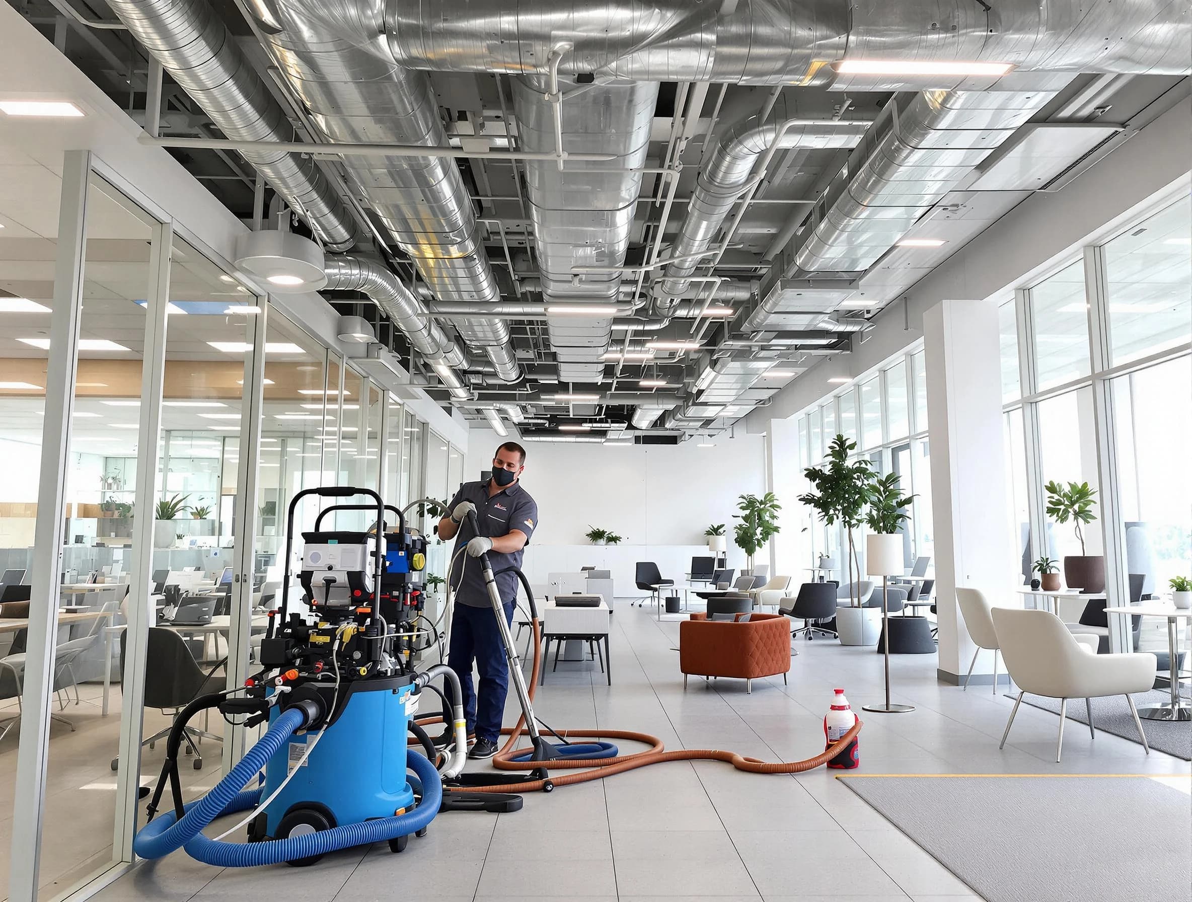 Newnan Air Duct Cleaning team conducting comprehensive commercial duct cleaning at a business location in Newnan