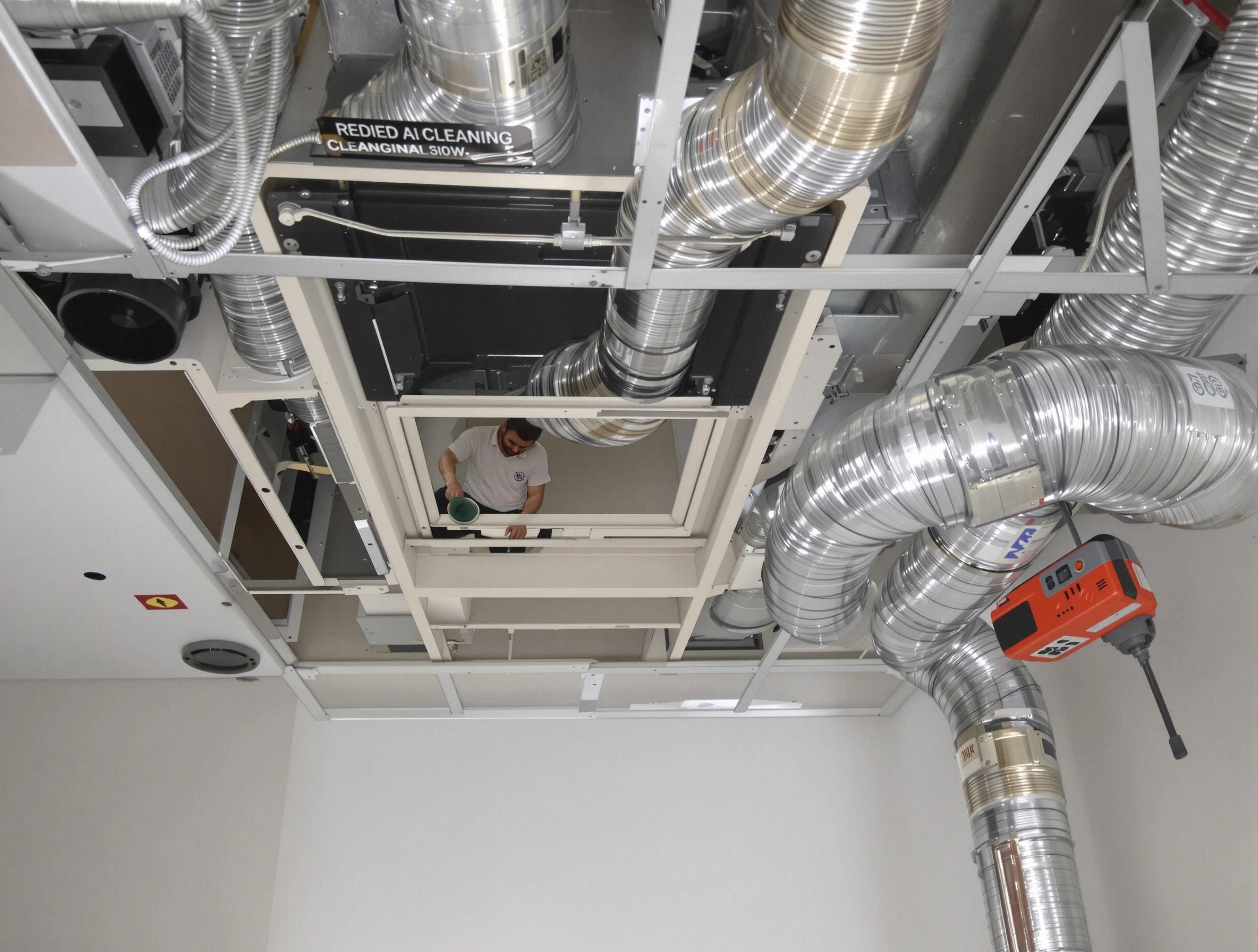 Newnan Air Duct Cleaning technician performing detailed central duct system cleaning in Newnan